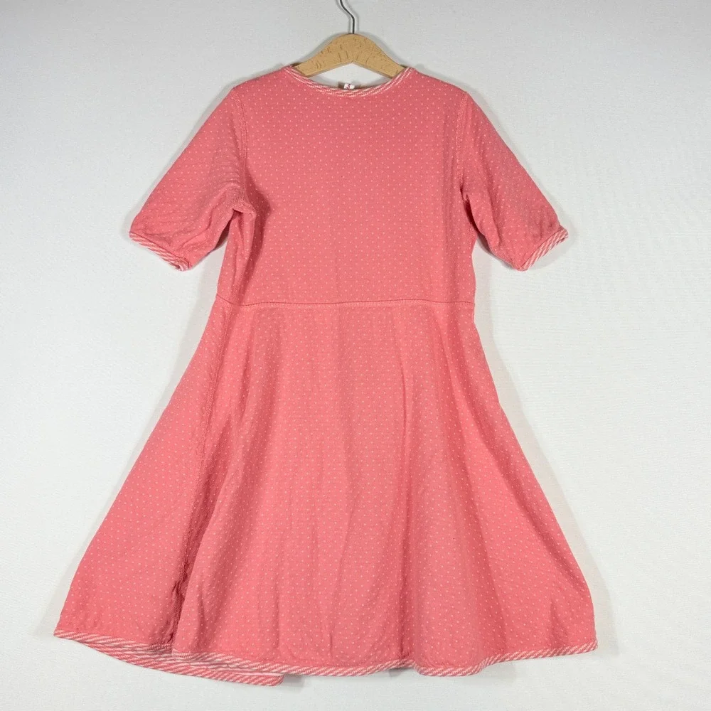 Hanna Andersson 140 10‎ Dress Pink Polka Dot Skater Twirly Soft Playful Girly